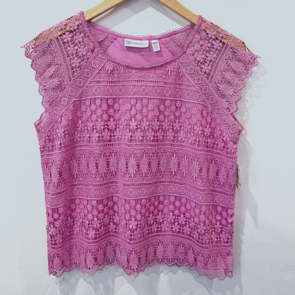 Rafaella Lilac Lace Top Size Petite M NWT